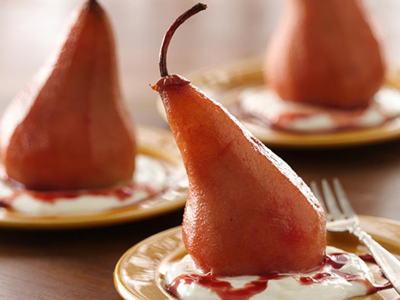 Poached Pears with Liberté Yogurt Sauce! 