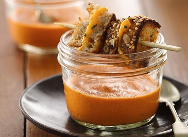 Creamy Tomato Basil Soup with Mini Grilled Cheese Sandwiches