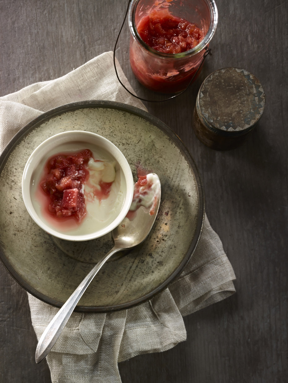 Liberté Sour Cream Panna Cotta, Rhubarb Compote with Ginger 