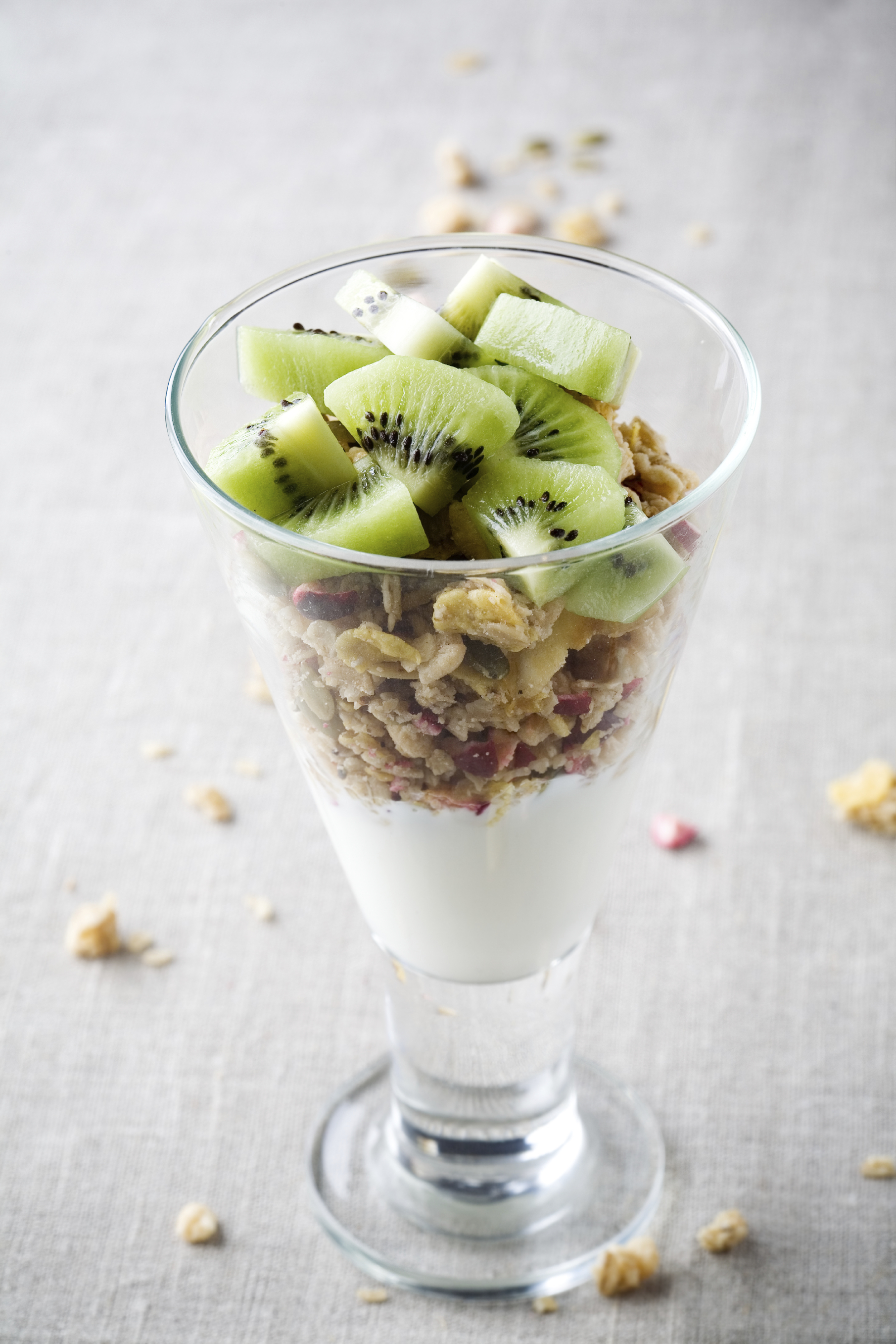 Exotic fruit parfait and homemade granola 